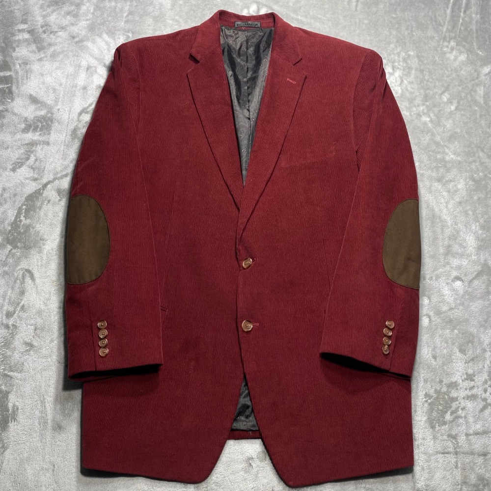 Classic Men's Burgundy Corduroy Blazer with Elbow Patches